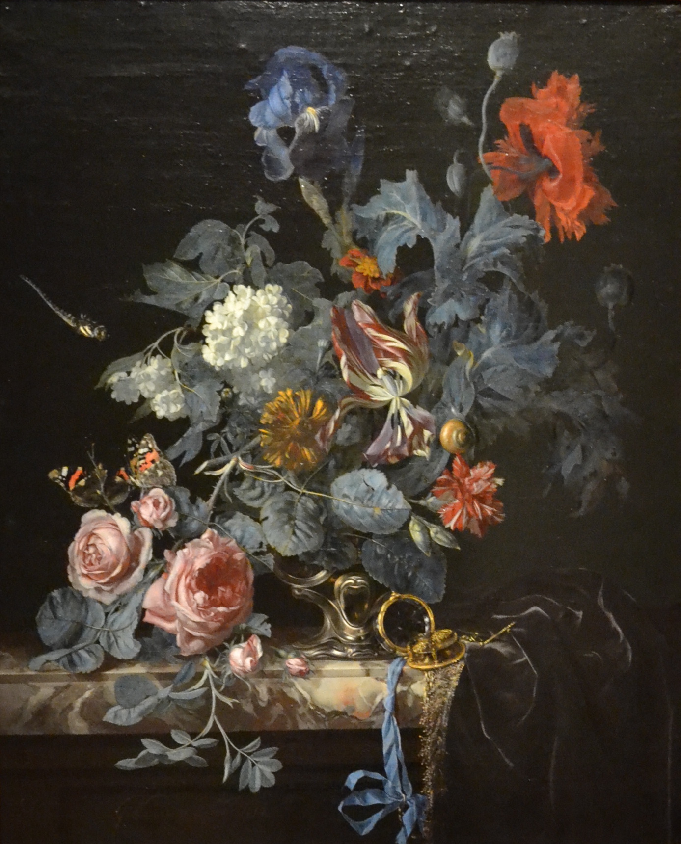 Flowers in a Silver Vase - Willem van Aelst, 1663